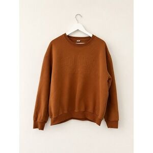 Bella dona Worldwide Embossed Crewneck Sweatshirt Brown Rust Size L
